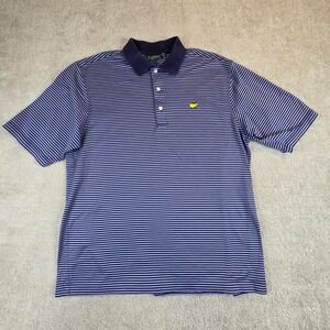 Vtg Amen Corner Masters Golf Polo Mens M Blue Striped Pima Cotton Short Sleeve
